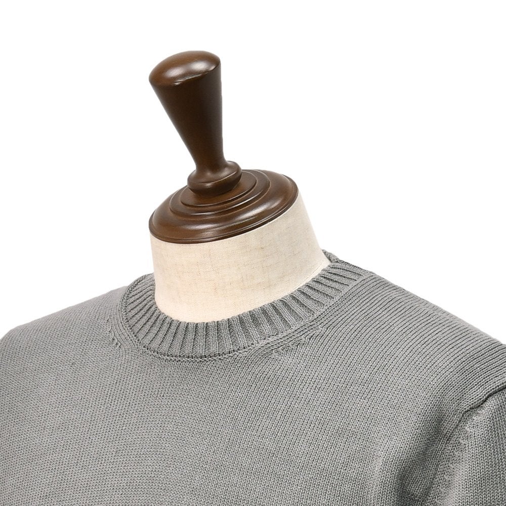 ザノーネZANONEクルーネックニットメンズ長袖ニットミドルゲージGIROリネンコットングレー810234-Z1337icelino7ゲージスリムフィット国内正規品でらでら公式ブランド