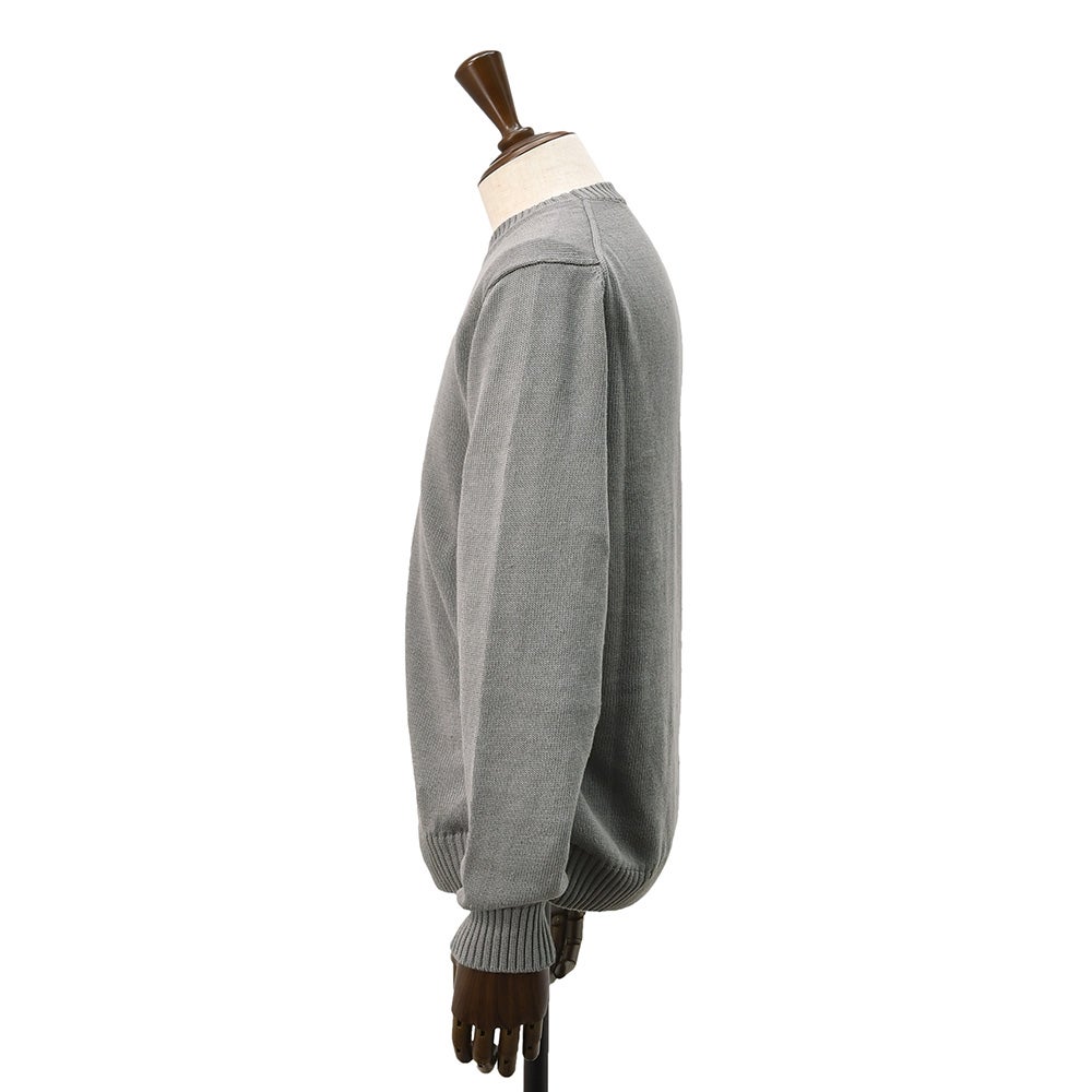 ザノーネZANONEクルーネックニットメンズ長袖ニットミドルゲージGIROリネンコットングレー810234-Z1337icelino7ゲージスリムフィット国内正規品でらでら公式ブランド