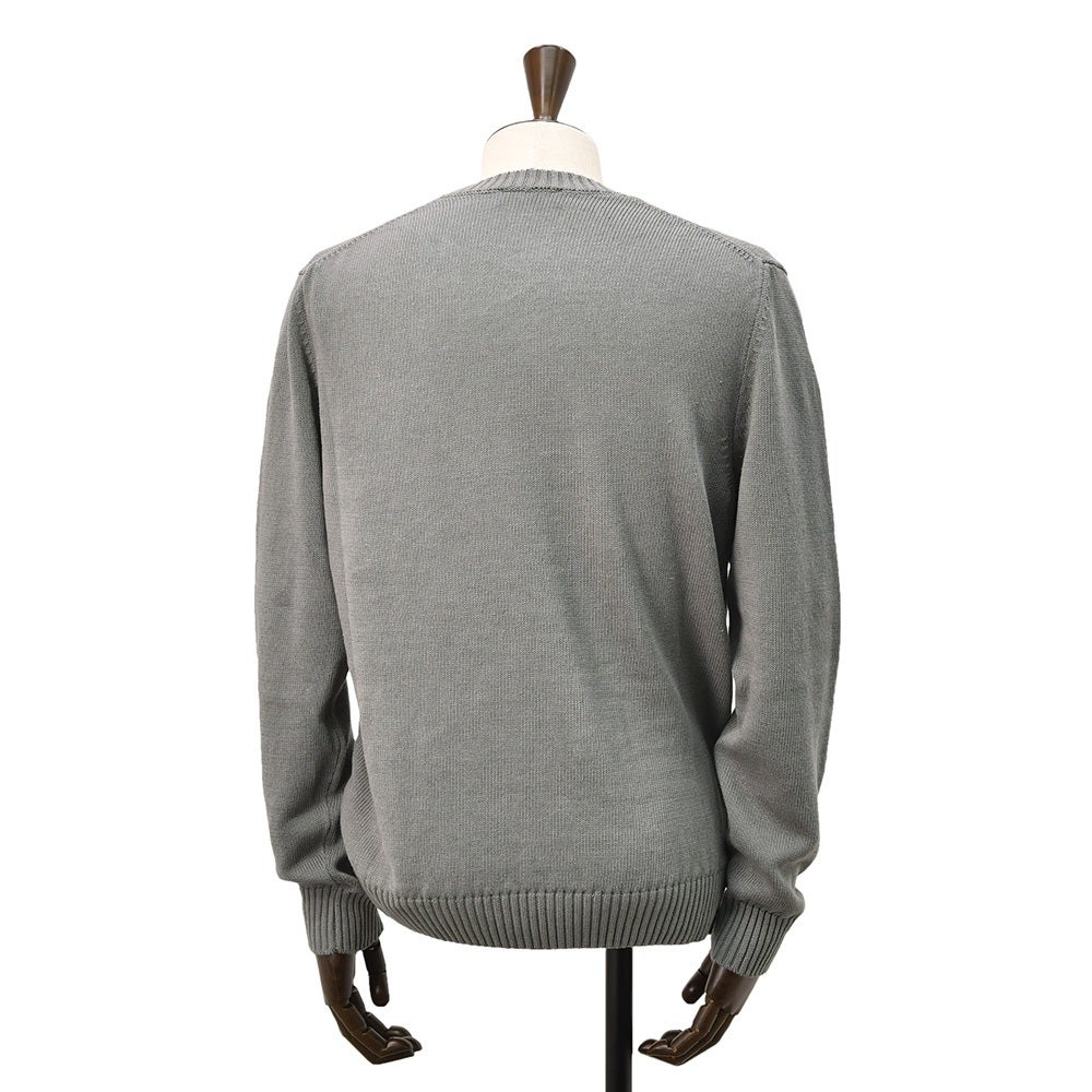 ザノーネZANONEクルーネックニットメンズ長袖ニットミドルゲージGIROリネンコットングレー810234-Z1337icelino7ゲージスリムフィット国内正規品でらでら公式ブランド