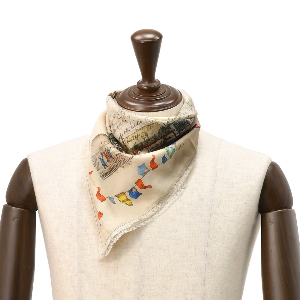 ファリエロサルティFalieroSartiスモールスカーフ男女兼用バンダナLittleBaloonピュアコットンマルチカラー気球モチーフ正方形70cm×70cm国内正規品でらでら公式ブランド