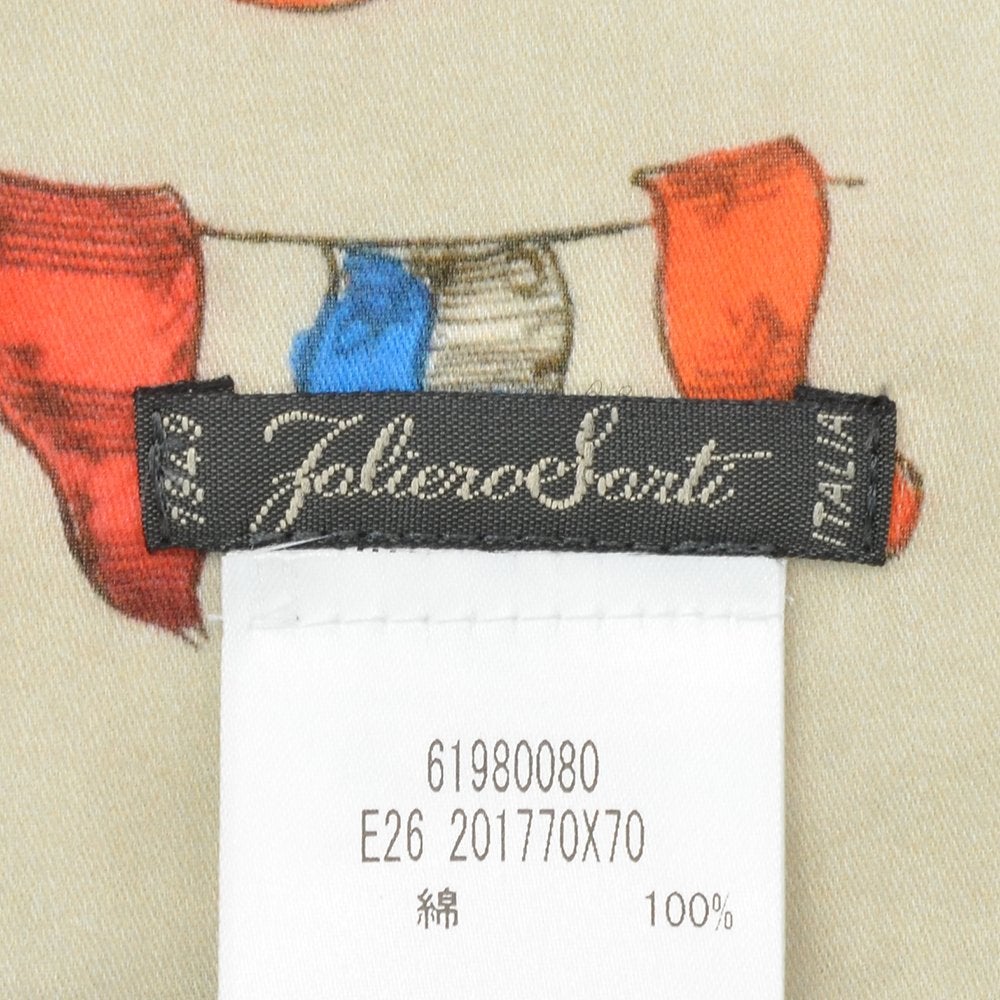 ファリエロサルティFalieroSartiスモールスカーフ男女兼用バンダナLittleBaloonピュアコットンマルチカラー気球モチーフ正方形70cm×70cm国内正規品でらでら公式ブランド