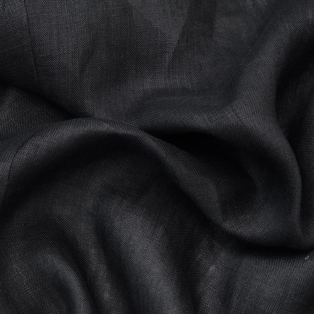 バルバBARBA長袖リネンシャツメンズカジュアルシャツCULTOクルトシリーズブラック黒スキッパーカラースリムシルエットヒドゥンボタンダウン仕様国内正規品でらでら公式ブランド