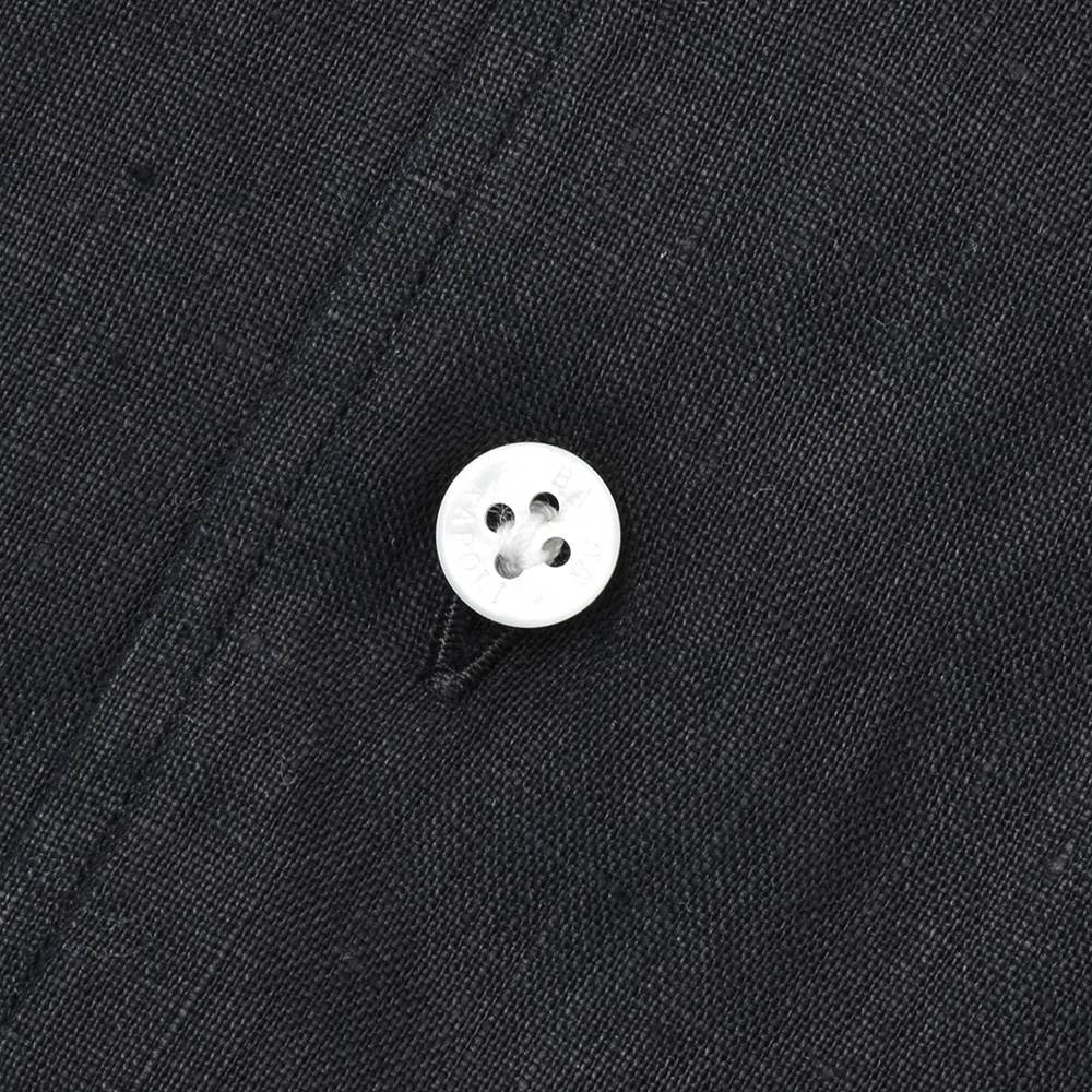 バルバBARBA長袖リネンシャツメンズカジュアルシャツCULTOクルトシリーズブラック黒スキッパーカラースリムシルエットヒドゥンボタンダウン仕様国内正規品でらでら公式ブランド