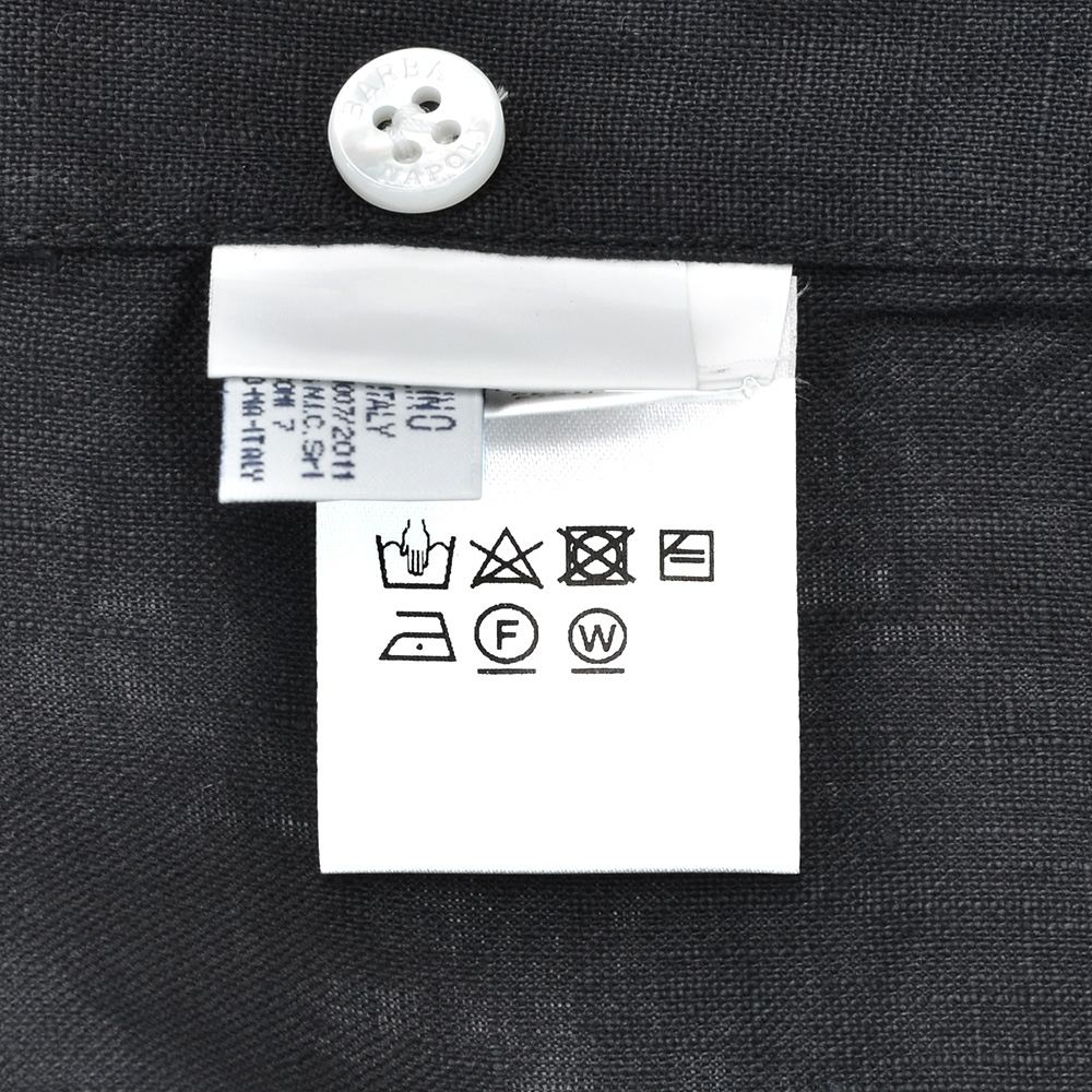 バルバBARBA長袖リネンシャツメンズカジュアルシャツCULTOクルトシリーズブラック黒スキッパーカラースリムシルエットヒドゥンボタンダウン仕様国内正規品でらでら公式ブランド