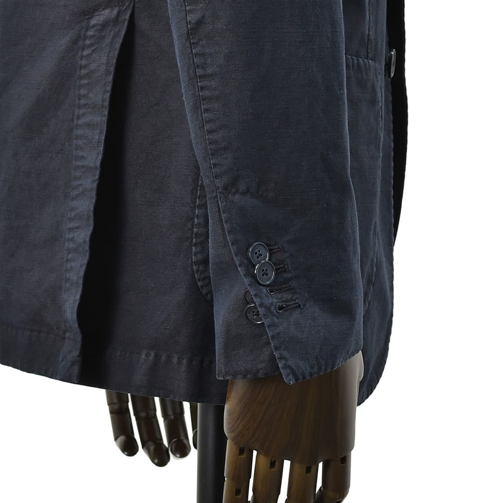 サンタニエッロSANTANIELLOシングルジャケットメンズテーラードジャケットGL797MF-DS3151コットンリネン綿麻ダークネイビー濃紺ガーメントダイレギュラーフィット国内正規品でらでら公式ブランド