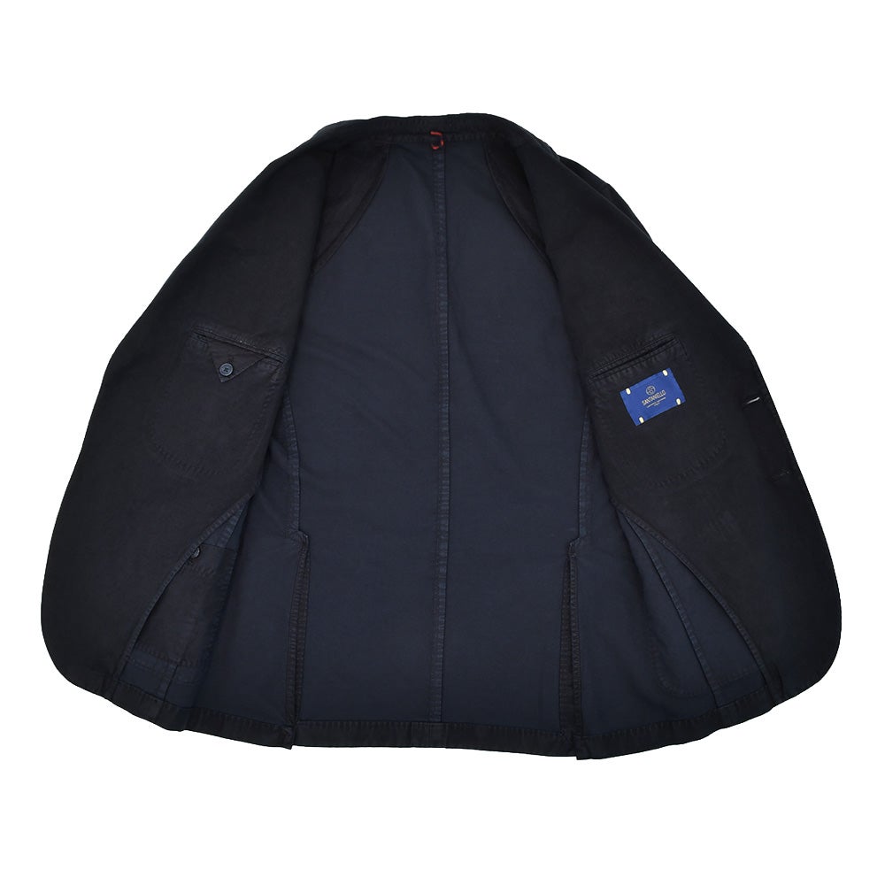 サンタニエッロSANTANIELLOシングルジャケットメンズテーラードジャケットGL797MF-DS3151コットンリネン綿麻ダークネイビー濃紺ガーメントダイレギュラーフィット国内正規品でらでら公式ブランド