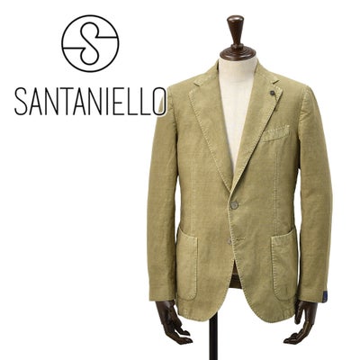 サンタニエッロSANTANIELLOシングルジャケットメンズテーラードジャケットGL797MF-DS3151コットンリネン綿麻カーキガーメントダイレギュラーフィット国内正規品でらでら公式ブランド