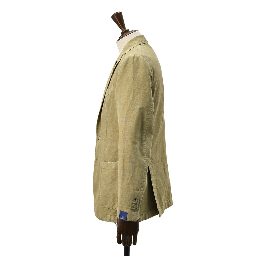 サンタニエッロSANTANIELLOシングルジャケットメンズテーラードジャケットGL797MF-DS3151コットンリネン綿麻カーキガーメントダイレギュラーフィット国内正規品でらでら公式ブランド