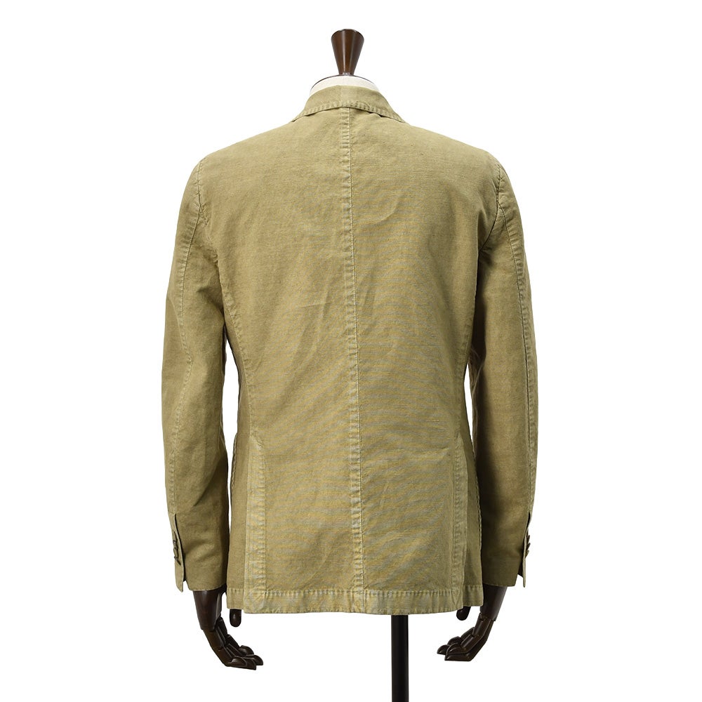 サンタニエッロSANTANIELLOシングルジャケットメンズテーラードジャケットGL797MF-DS3151コットンリネン綿麻カーキガーメントダイレギュラーフィット国内正規品でらでら公式ブランド