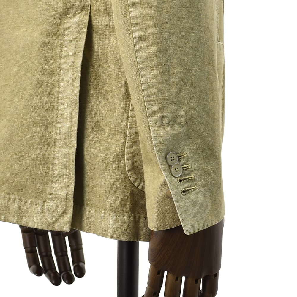 サンタニエッロSANTANIELLOシングルジャケットメンズテーラードジャケットGL797MF-DS3151コットンリネン綿麻カーキガーメントダイレギュラーフィット国内正規品でらでら公式ブランド