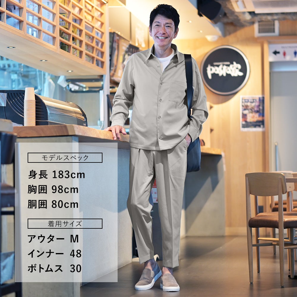 【ポイント8倍3/269:59まで】ビーエイブルBEABLEイージースラックスメンズ1プリーツテーパードパンツDOMINIQUEドミニクテクノウールライトグレーシャーリング仕様ウォッシャブル国内正規品でらでら公式ブランド