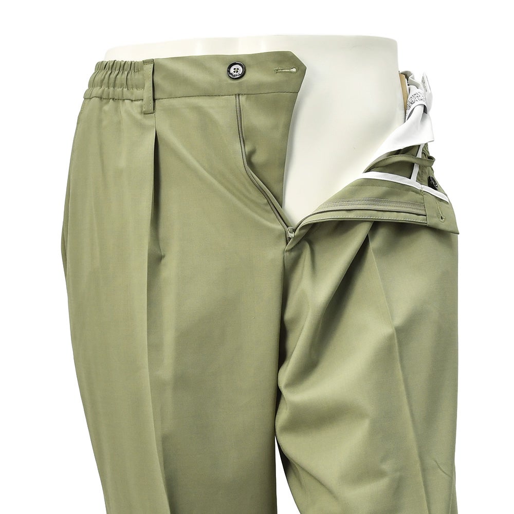 【ポイント8倍3/269:59まで】ビーエイブルBEABLEイージースラックスメンズ1プリーツテーパードパンツDOMINIQUEドミニクテクノウールオリーブシャーリング仕様ウォッシャブル国内正規品でらでら公式ブランド