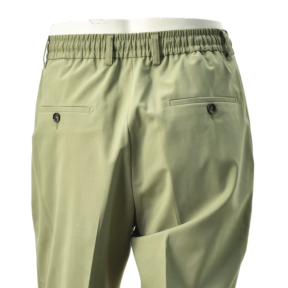 【ポイント8倍3/269:59まで】ビーエイブルBEABLEイージースラックスメンズ1プリーツテーパードパンツDOMINIQUEドミニクテクノウールオリーブシャーリング仕様ウォッシャブル国内正規品でらでら公式ブランド