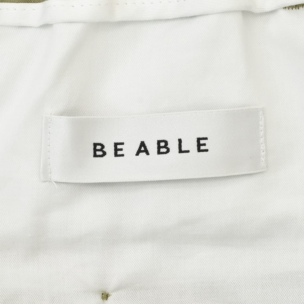 【ポイント8倍3/269:59まで】ビーエイブルBEABLEイージースラックスメンズ1プリーツテーパードパンツDOMINIQUEドミニクテクノウールオリーブシャーリング仕様ウォッシャブル国内正規品でらでら公式ブランド