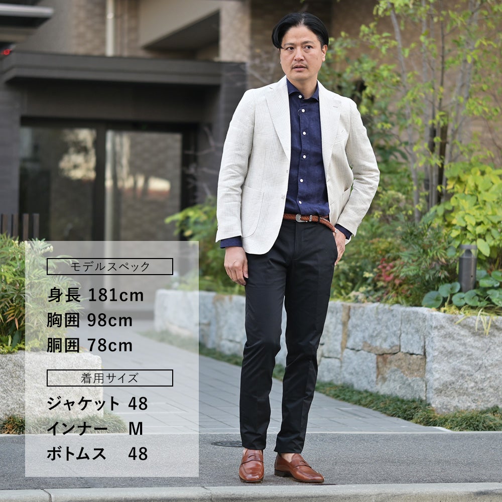 バルバBARBAシングルジャケットメンズテーラードジャケットBACTIVEビーアクティブシャドゥグレンチェック柄ライトベージュリネンコットンシルク3者混生地国内正規品でらでら公式ブランド