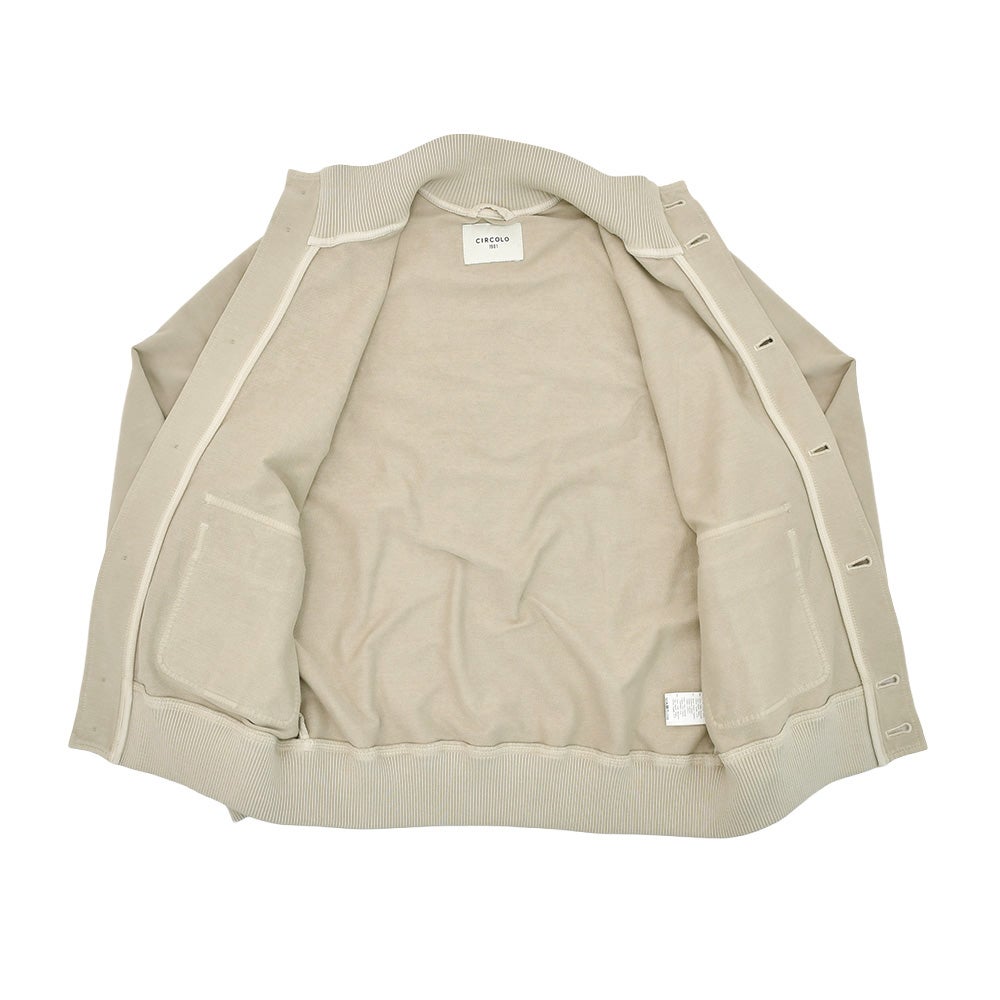 チルコロCIRCOLO1901ドライビングブルゾンメンズスタンドネックブルゾンコットンジャージーライトスウェット生地ベージュガーメントダイレギュラーフィット国内正規品でらでら公式ブランド