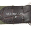 アルベルトルティALBERTOLUTIリングベルトメンズリボンベルトコットン×型押しレザーオリーブ×ホワイト3cm幅ブランド刻印シルバー真鍮バックル国内正規品でらでら公式ブランド