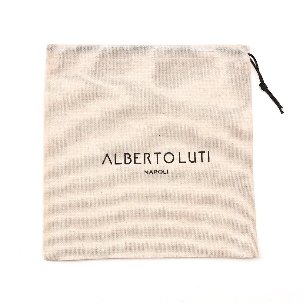 アルベルトルティALBERTOLUTIリングベルトメンズリボンベルトコットン×型押しレザーオリーブ×ホワイト3cm幅ブランド刻印シルバー真鍮バックル国内正規品でらでら公式ブランド