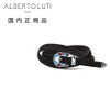 アルベルトルティALBERTOLUTIレザーベルトメンズプンターレカーフスエードレザーブラック黒2.5cm幅ガラスバックルブランド刻印国内正規品でらでら公式ブランド