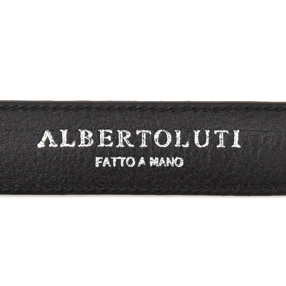 アルベルトルティALBERTOLUTIレザーベルトメンズプンターレカーフスエードレザーブラック黒2.5cm幅ガラスバックルブランド刻印国内正規品でらでら公式ブランド