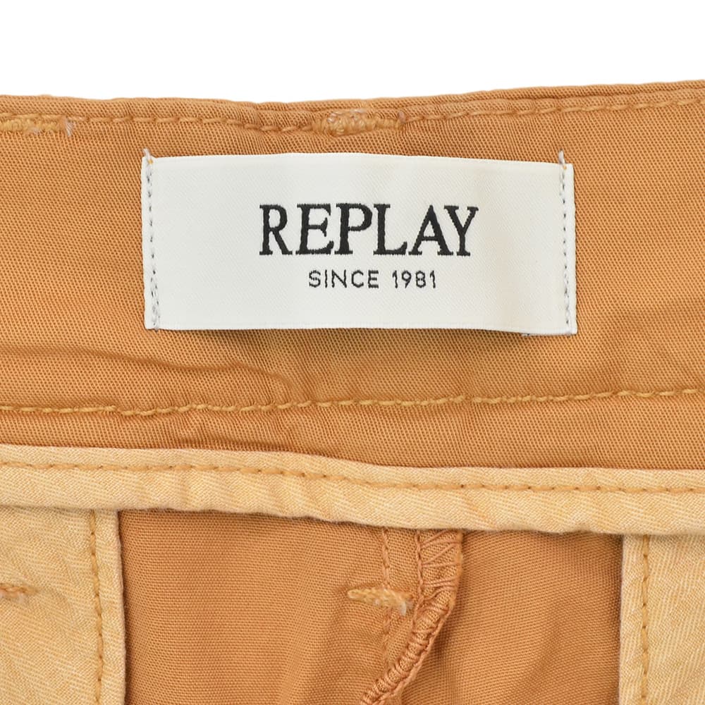 リプレイREPLAYコットンパンツメンズチノスラックスベニーBENNIコットンストレッチオレンジブラウンX-L.I.T.E+ライトオンスレギュラーテーパードシルエット軽量国内正規品でらでら公式ブランド
