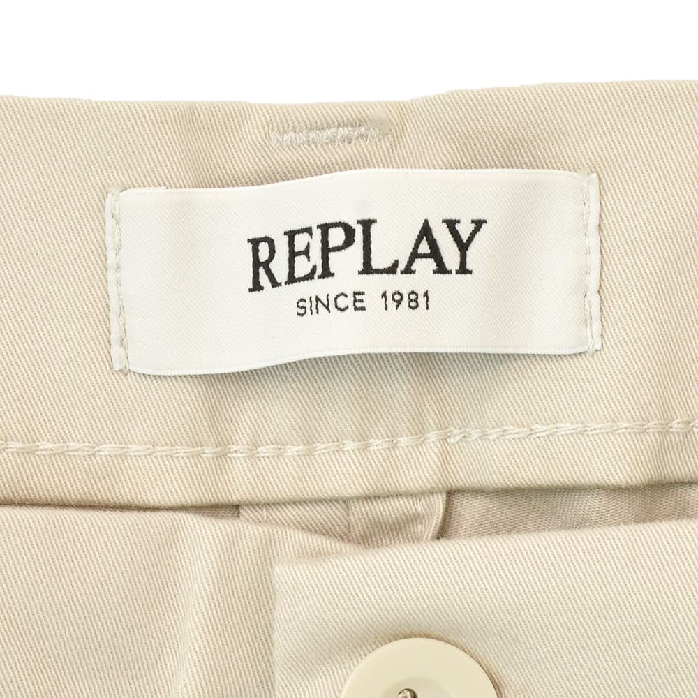 リプレイREPLAYカーゴパンツメンズテーパードパンツアダーンモデルADHANNストレッチコットンルツイルライトベージュサイドゴムシャーリング仕様国内正規品でらでら公式ブランド