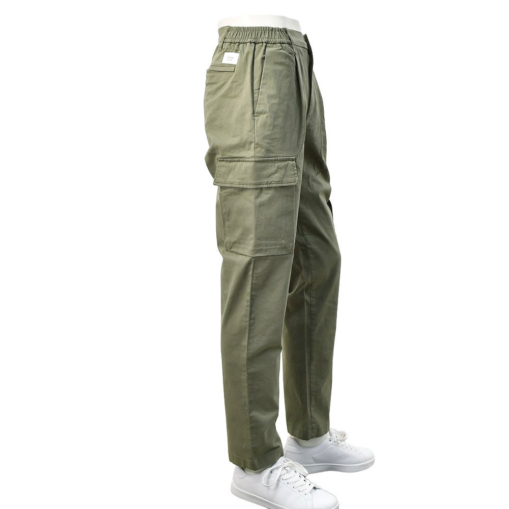 リプレイREPLAYカーゴパンツメンズテーパードパンツアダーンモデルADHANNストレッチコットンルツイルダークグリーンサイドゴムシャーリング仕様国内正規品でらでら公式ブランド