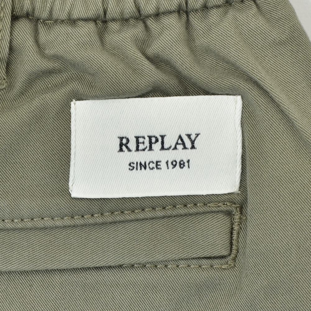 リプレイREPLAYカーゴパンツメンズテーパードパンツアダーンモデルADHANNストレッチコットンルツイルダークグリーンサイドゴムシャーリング仕様国内正規品でらでら公式ブランド