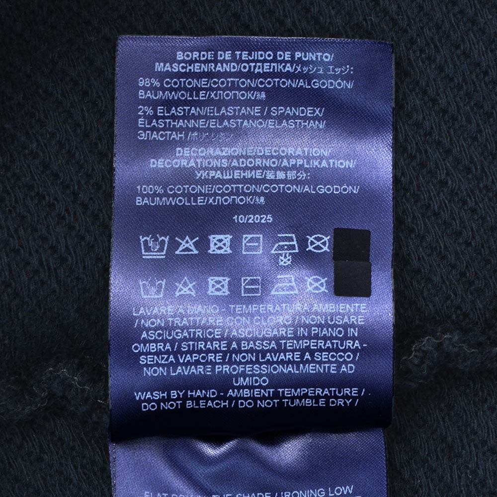 ヘルノHERNO長袖ニットメンズワッフル調ニットコットンピケジャージネイビー紺エンボスロゴクルーネック胸元・袖配色ライン鹿の子国内正規品でらでら公式ブランド