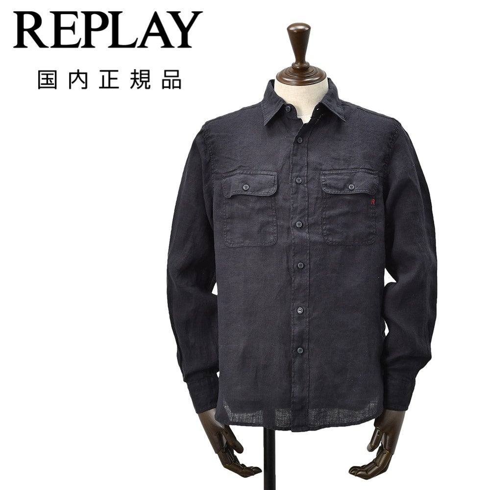 リプレイ REPLAY シャツブルゾン メンズ デニムオーバーシャツ リネン