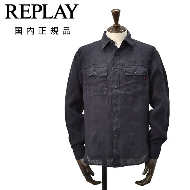 リプレイ REPLAY 長袖リネンシャツ メンズ CPO型シャツ