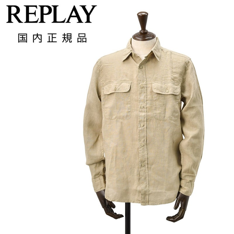 リプレイ REPLAY 長袖リネンシャツ メンズ CPO型シャツ