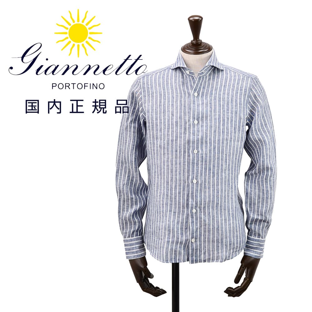 ジャンネット GIANNETTO 長袖カジュアルシャツ メンズ ストライプ柄