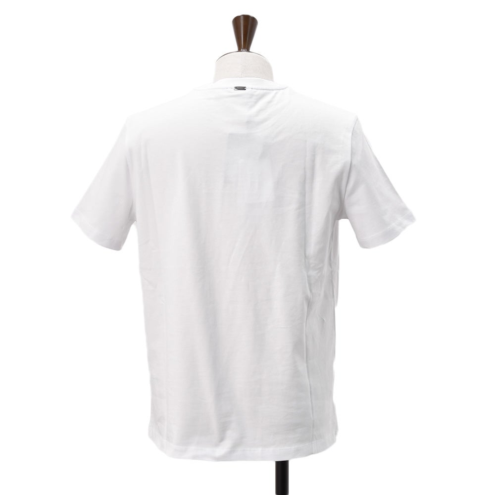 【ポイント8倍7/119:59まで】ヘルノHERNO半袖Tシャツメンズクルーネックカットソー同色ロゴ刺繍COMPACTJERSEYホワイト白レギュラーフィットショートスリーブシルバープレート国内正規品でらでら公式ブランド