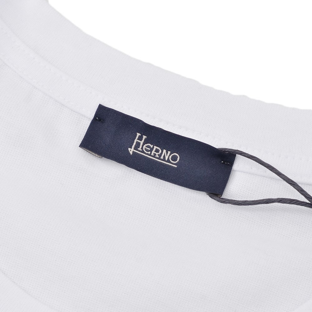 【ポイント8倍7/119:59まで】ヘルノHERNO半袖Tシャツメンズクルーネックカットソー同色ロゴ刺繍COMPACTJERSEYホワイト白レギュラーフィットショートスリーブシルバープレート国内正規品でらでら公式ブランド