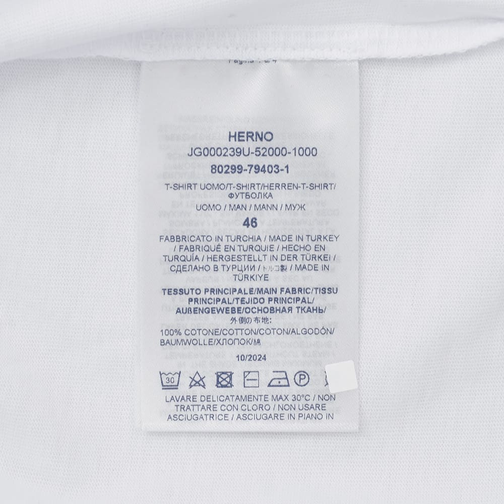 【ポイント8倍7/119:59まで】ヘルノHERNO半袖Tシャツメンズクルーネックカットソー同色ロゴ刺繍COMPACTJERSEYホワイト白レギュラーフィットショートスリーブシルバープレート国内正規品でらでら公式ブランド