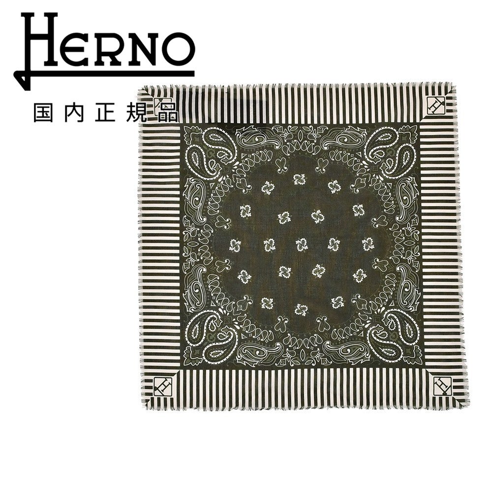 ヘルノ HERNO スモールスカーフ メンズ バンダナ ピュアコットン素材