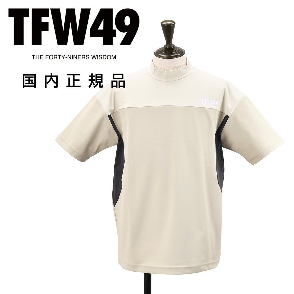 TFW49 ベージュ 半袖モックネック TFW49 ティーエフダブリューフォーティーナイン モックネックTシャツ