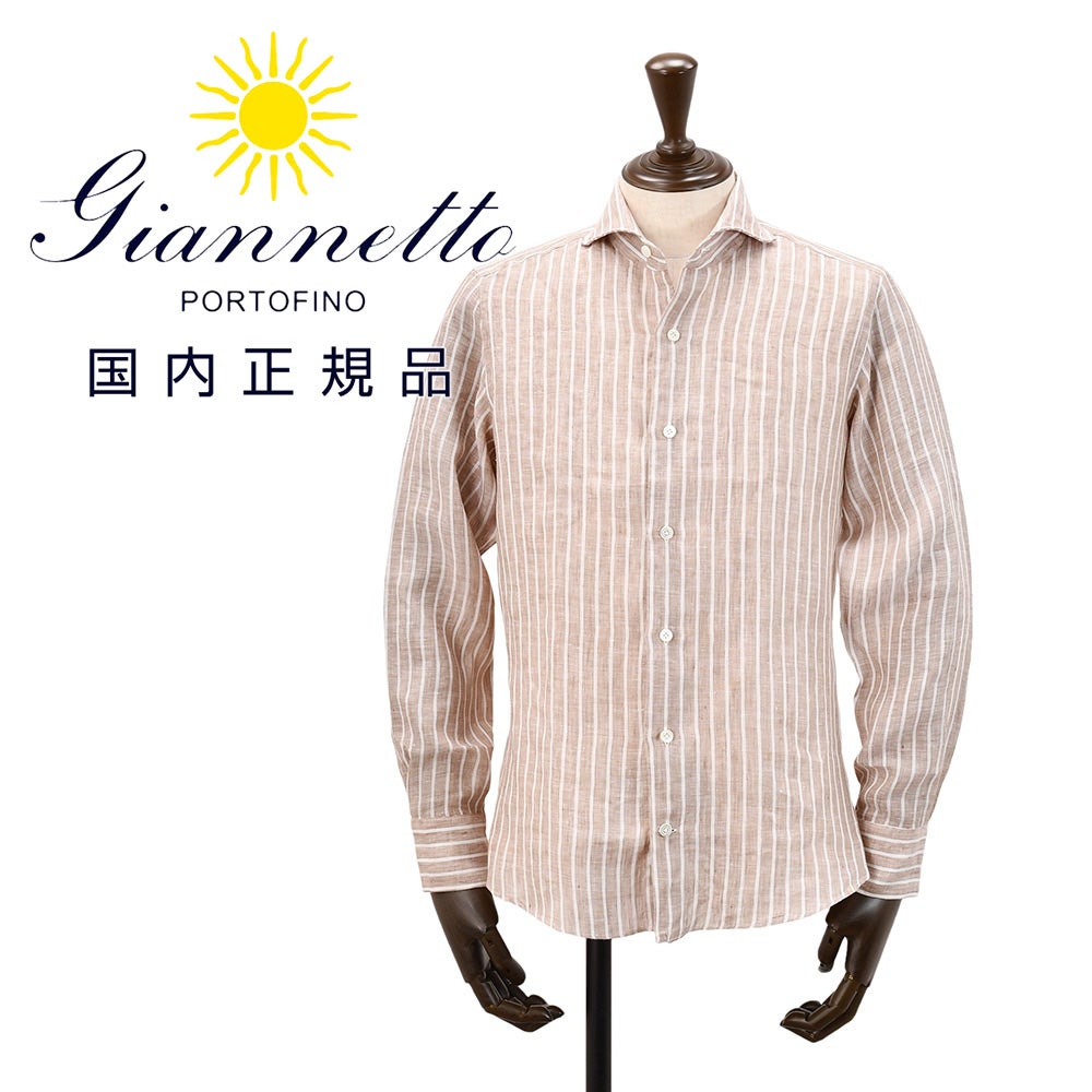 ジャンネット GIANNETTO 長袖カジュアルシャツ メンズ ストライプ柄