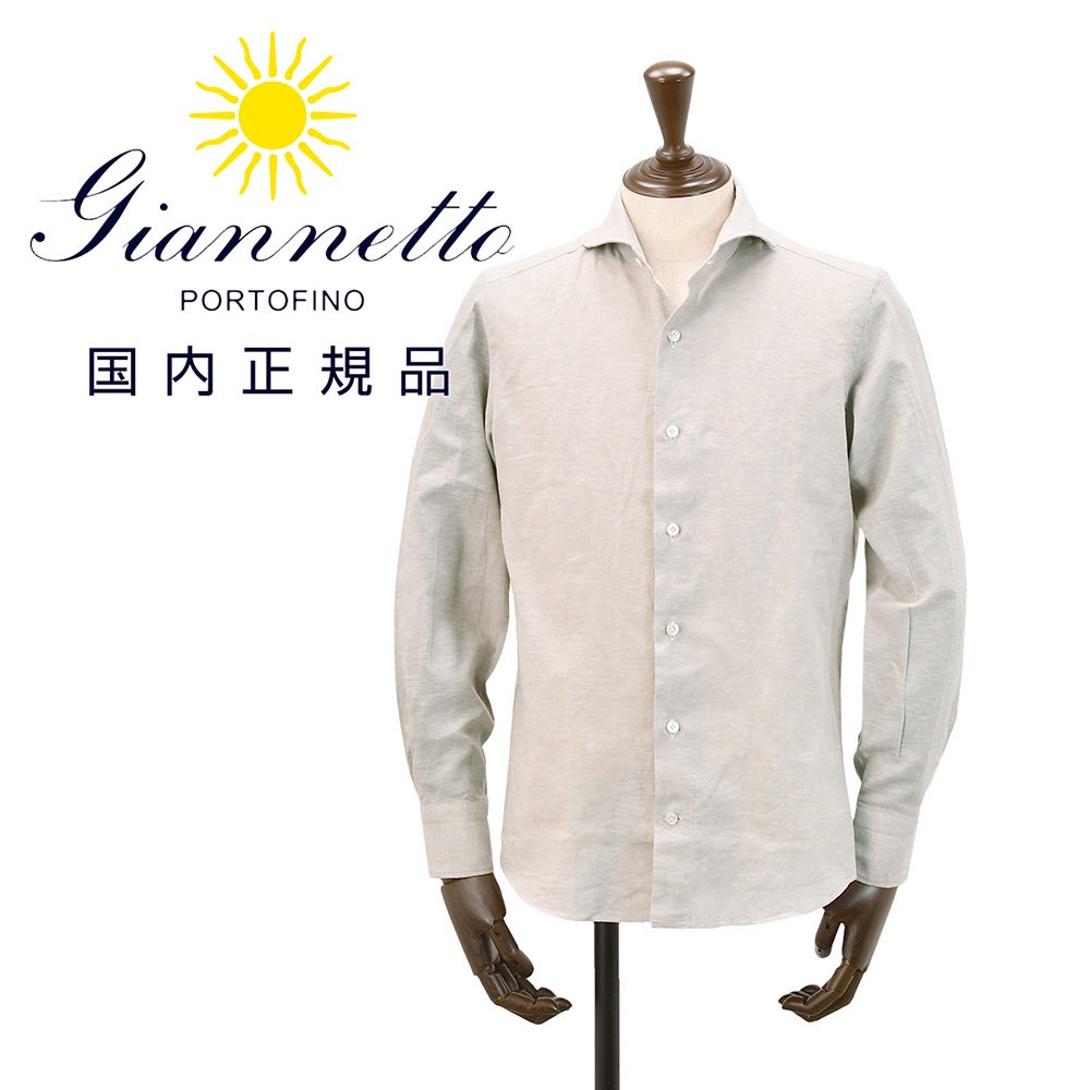ジャンネット GIANNETTO 長袖カジュアルシャツ メンズ リネンコットン