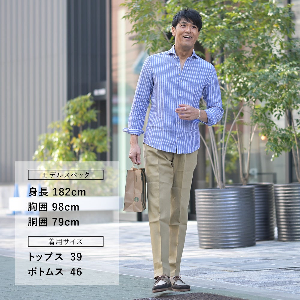 ベルウィッチBERWICHイージースラックスメンズジムモデルSAKE1PGYMテーパードパンツウォッシャブルリネンベージュゴムウエスト&ドローコード仕様国内正規品でらでら公式ブランド