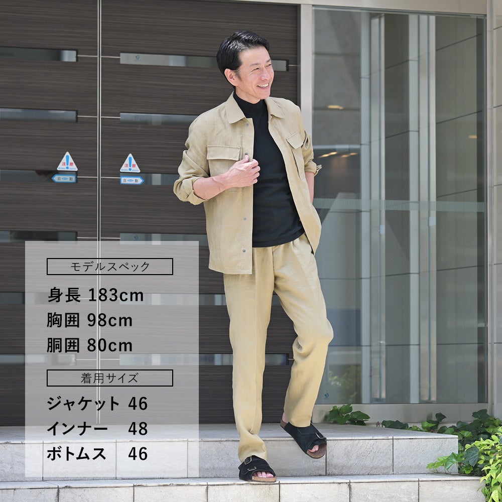 ベルウィッチBERWICHイージースラックスメンズジムモデルSAKE1PGYMテーパードパンツウォッシャブルリネンベージュゴムウエスト&ドローコード仕様国内正規品でらでら公式ブランド
