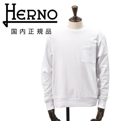 【preSALE!30%off】ヘルノリゾートHERNORESORT長袖トレーナーメンズスウェットシャツクルーネックホワイト白JG00033URCOTTONSWEATER変形型ポケットシルバープレート国内正規品でらでら公式ブランド