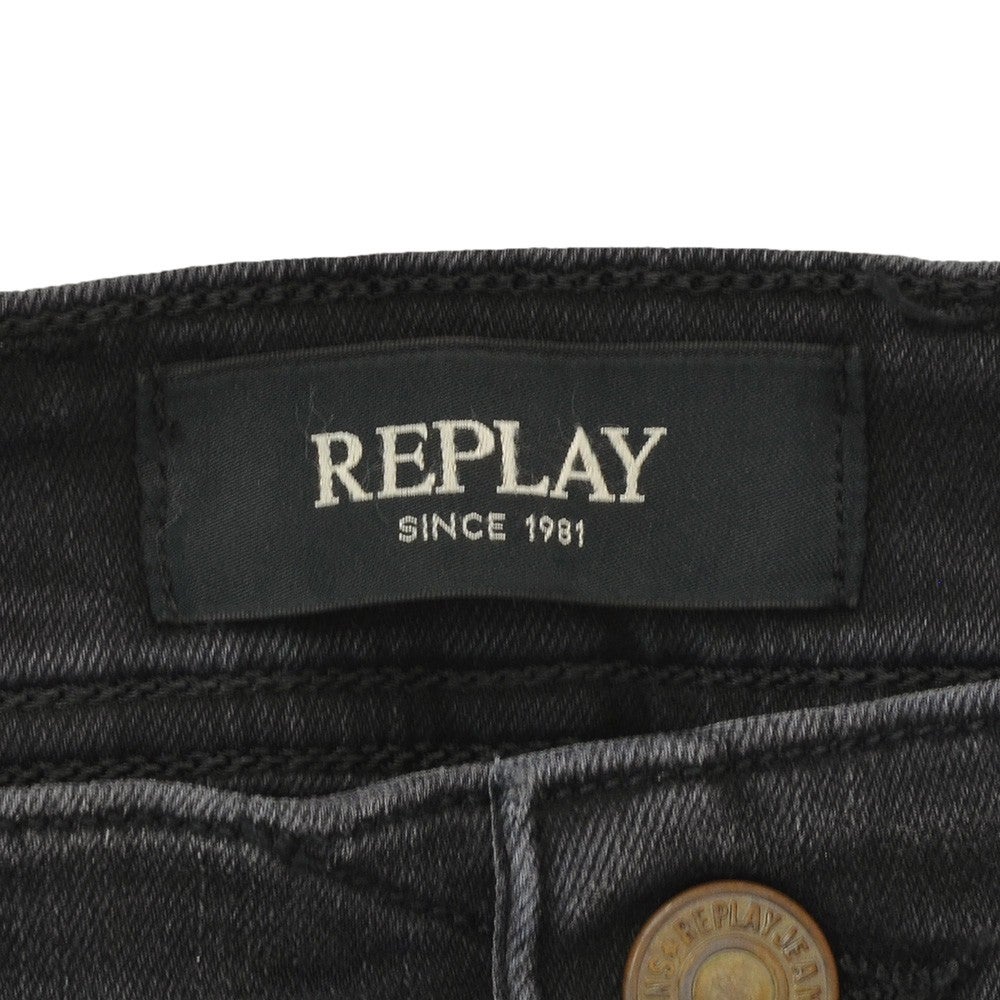 【75th記念ポイント2倍】リプレイREPLAYストレートデニムパンツメンズストレッチジーンズハイパーフレックスHYPERFLEXGROVERグローバーモデル11.5オンスブラックウォッシュレザーバックパッチ国内正規品でらでら公式ブランド