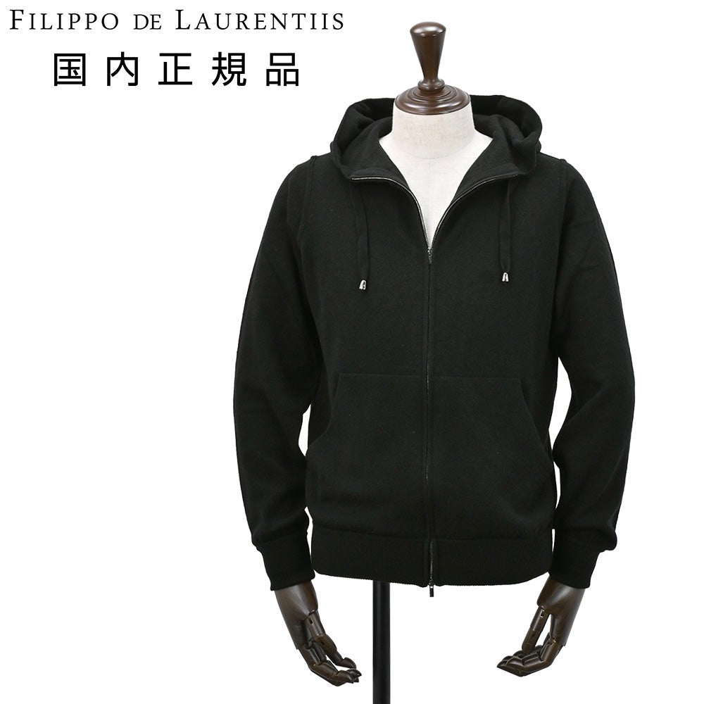FILIPPO DE LAURENTIIS ダブルジップアップニットパーカー 黒