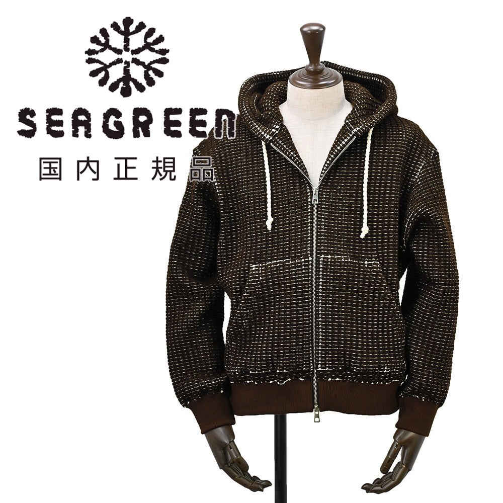 シーグリーン Seagreen ジップアップパーカー メンズ オニワッフル編み